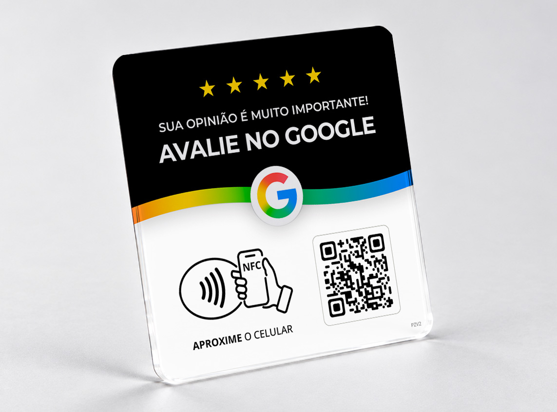 Placa NFC Acrílico 10 × 10 cm — Google Preta