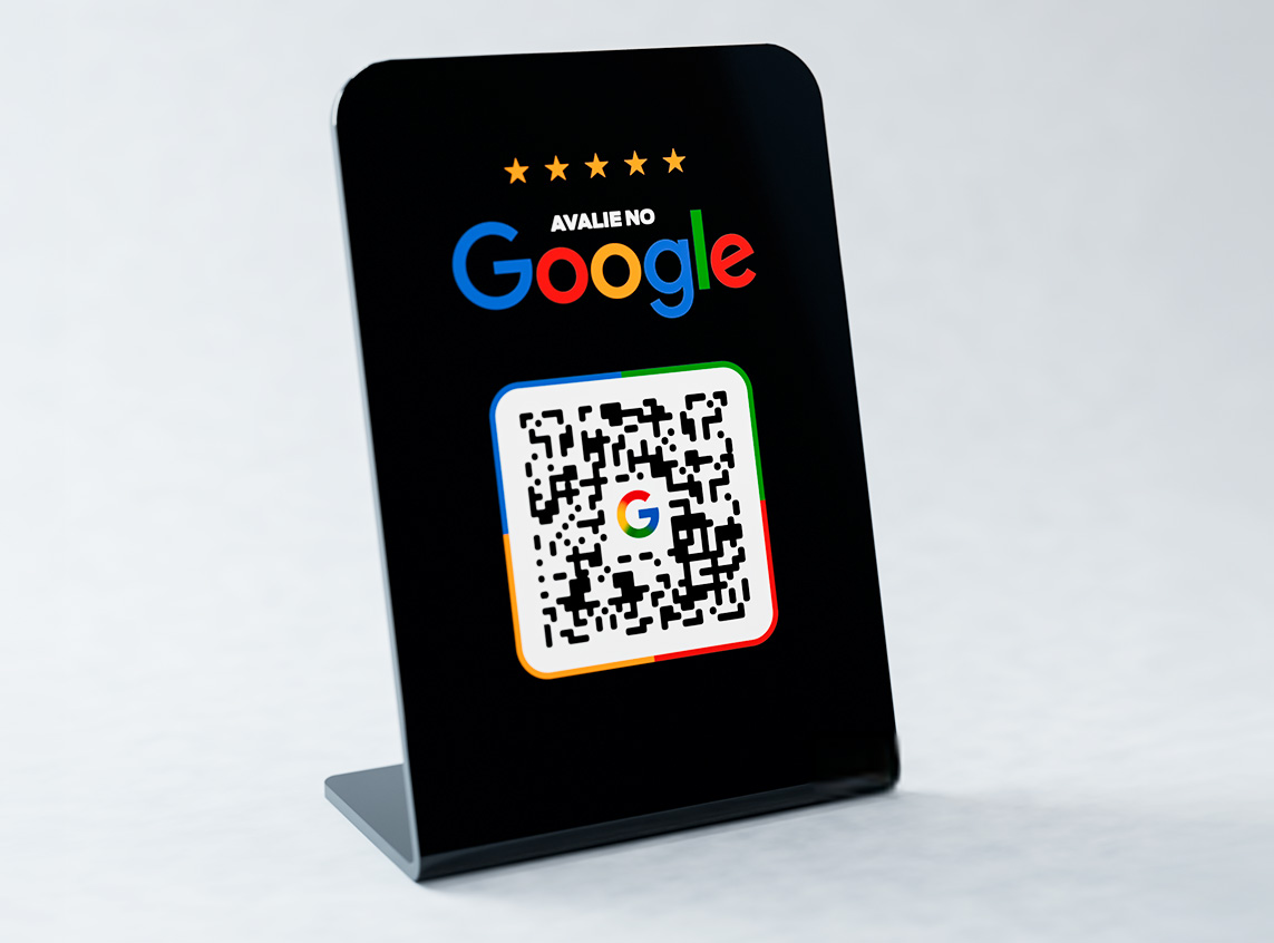 Placa Crystal 10 × 14 cm — Google Padrão Preta